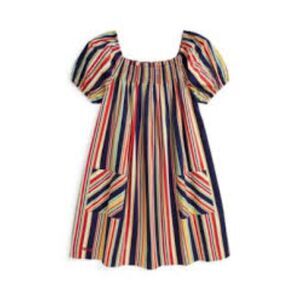 NWOT Ralph Lauren Striped Multicolor Smocked Cotton Dress Pockets Girls 6